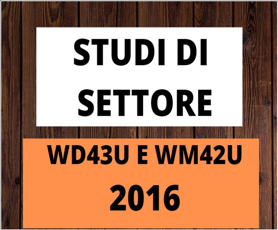 STUDI DI SETTORE - PERIODO DI IMPOSTA 2016